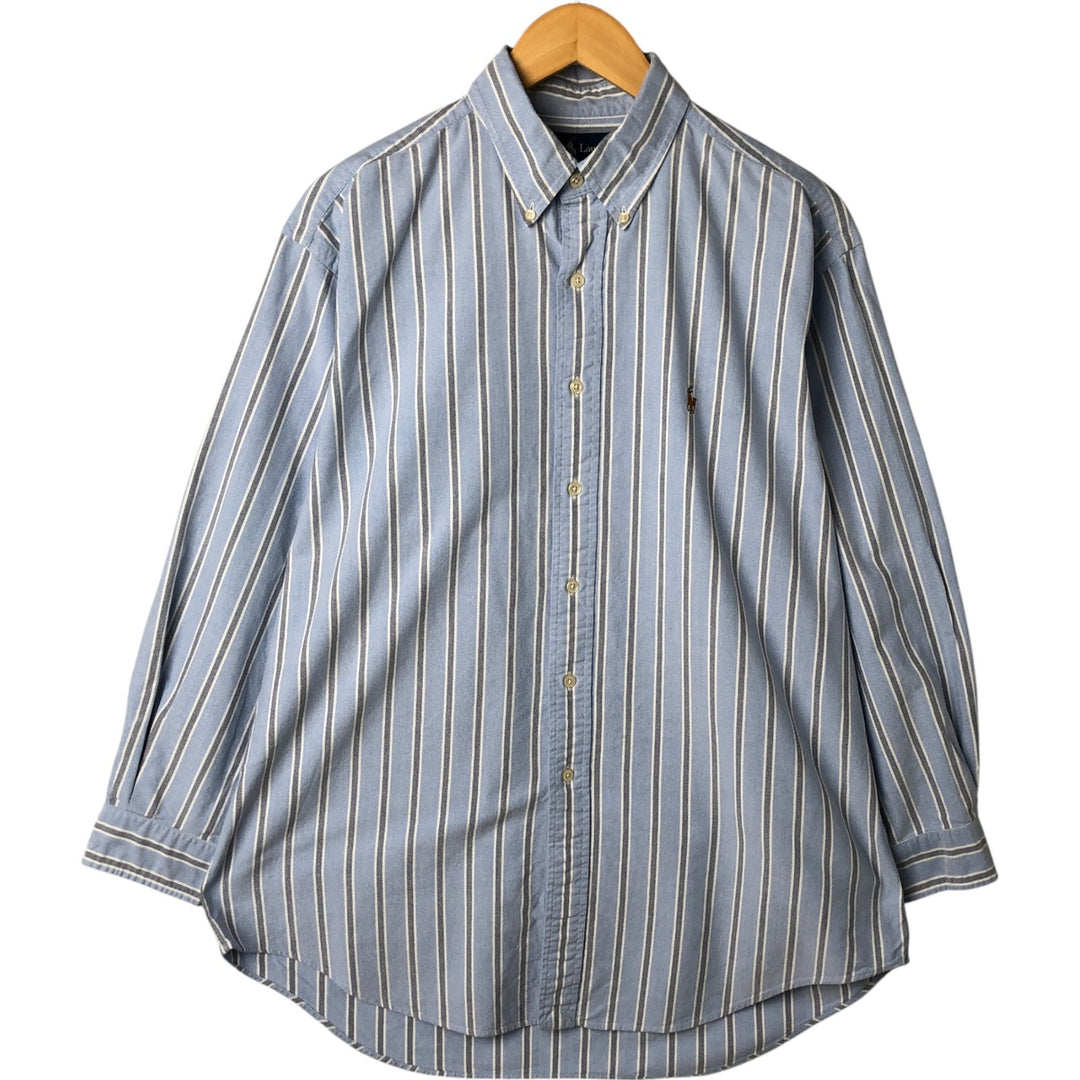 Ralph Lauren YARMOUTH Long Sleeve Button-Down Striped Shirt, Men's Size L cotton Blue type light blue Vintage Second Hand