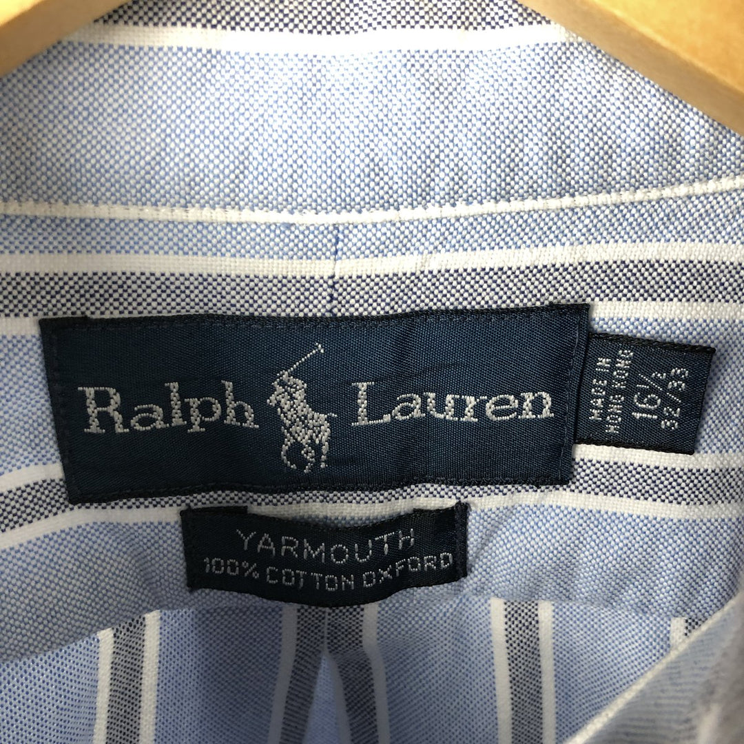 Ralph Lauren YARMOUTH Long Sleeve Button-Down Striped Shirt, Men's Size L cotton Blue type light blue Vintage Second Hand