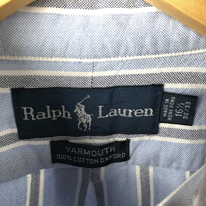 Ralph Lauren YARMOUTH Long Sleeve Button-Down Striped Shirt, Men's Size L cotton Blue type light blue Vintage Second Hand