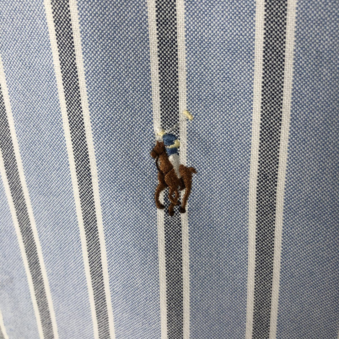 Ralph Lauren YARMOUTH Long Sleeve Button-Down Striped Shirt, Men's Size L cotton Blue type light blue Vintage Second Hand