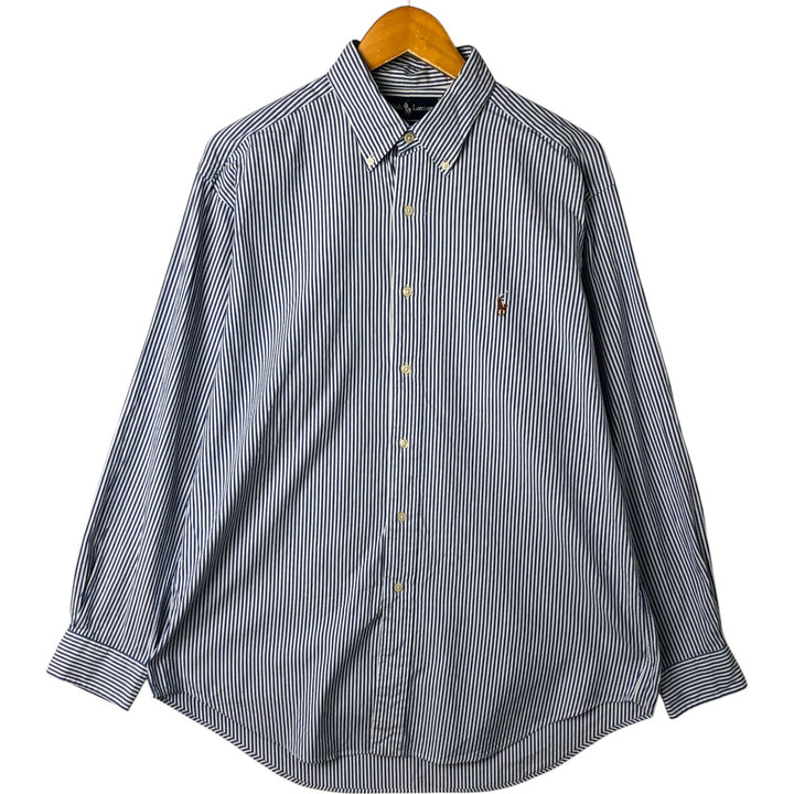 Ralph Lauren YARMOUTH Long Sleeve Button-Down Striped Shirt, Men's Size L cotton blue type Vintage Second Hand