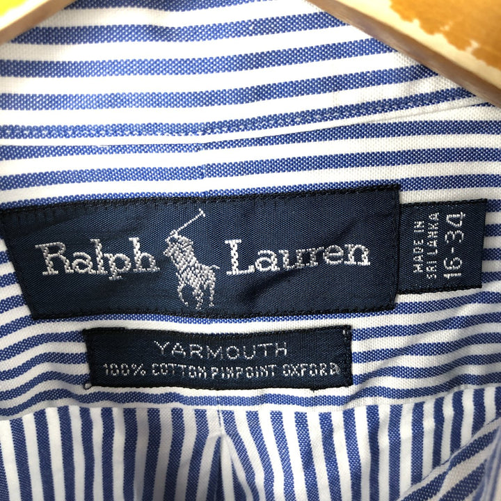 Ralph Lauren YARMOUTH Long Sleeve Button-Down Striped Shirt, Men's Size L cotton blue type Vintage Second Hand