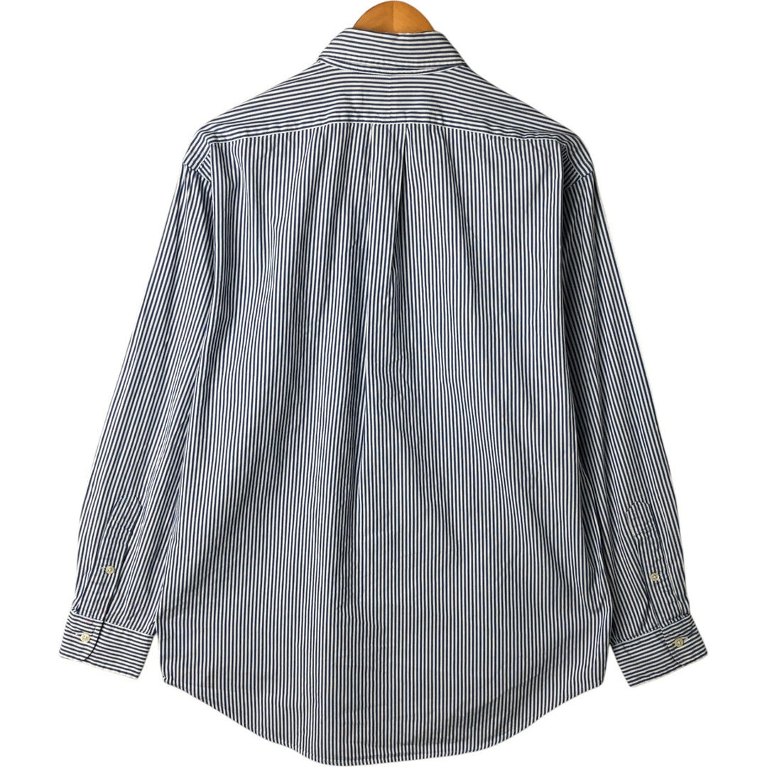 Ralph Lauren YARMOUTH Long Sleeve Button-Down Striped Shirt, Men's M Size cotton white type Vintage Second Hand