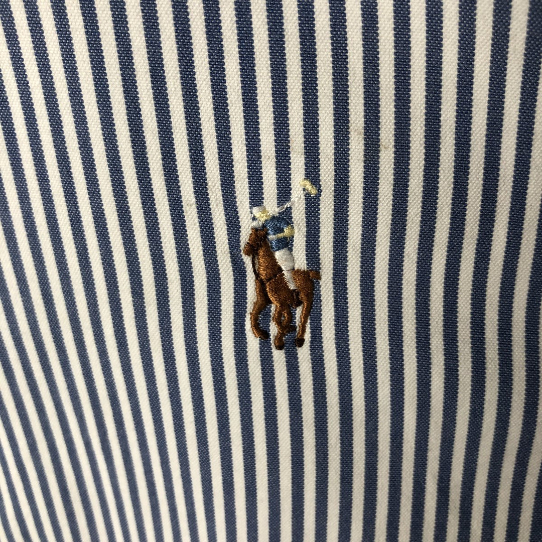 Ralph Lauren YARMOUTH Long Sleeve Button-Down Striped Shirt, Men's M Size cotton white type Vintage Second Hand