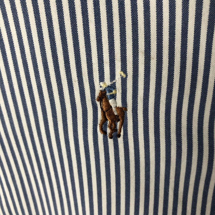 Ralph Lauren YARMOUTH Long Sleeve Button-Down Striped Shirt, Men's M Size cotton white type Vintage Second Hand