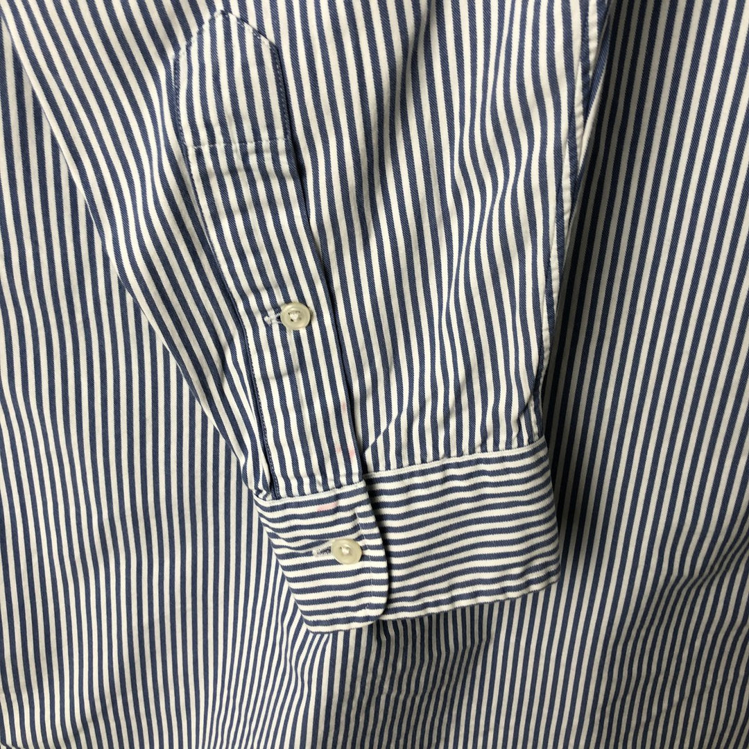 Ralph Lauren YARMOUTH Long Sleeve Button-Down Striped Shirt, Men's M Size cotton white type Vintage Second Hand