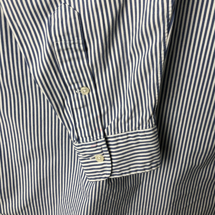 Ralph Lauren YARMOUTH Long Sleeve Button-Down Striped Shirt, Men's M Size cotton white type Vintage Second Hand