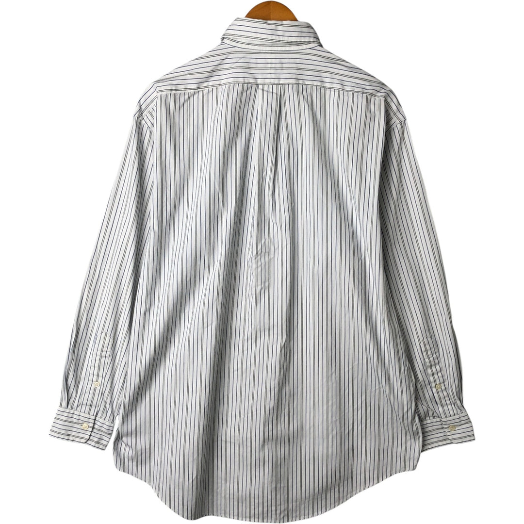 Ralph Lauren YARMOUTH Long Sleeve Button-Down Striped Shirt, Men's M Size cotton white type Vintage Second Hand