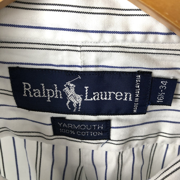 Ralph Lauren YARMOUTH Long Sleeve Button-Down Striped Shirt, Men's M Size cotton white type Vintage Second Hand