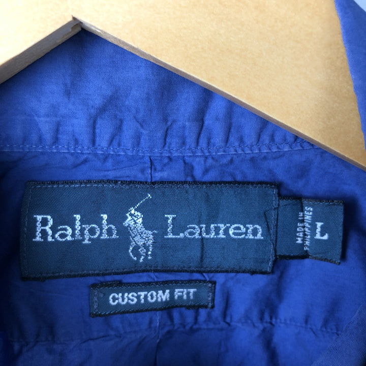 Ralph Lauren CUSTOM FIT long sleeve button down shirt, men's size L cotton Blue type light blue Vintage Second Hand