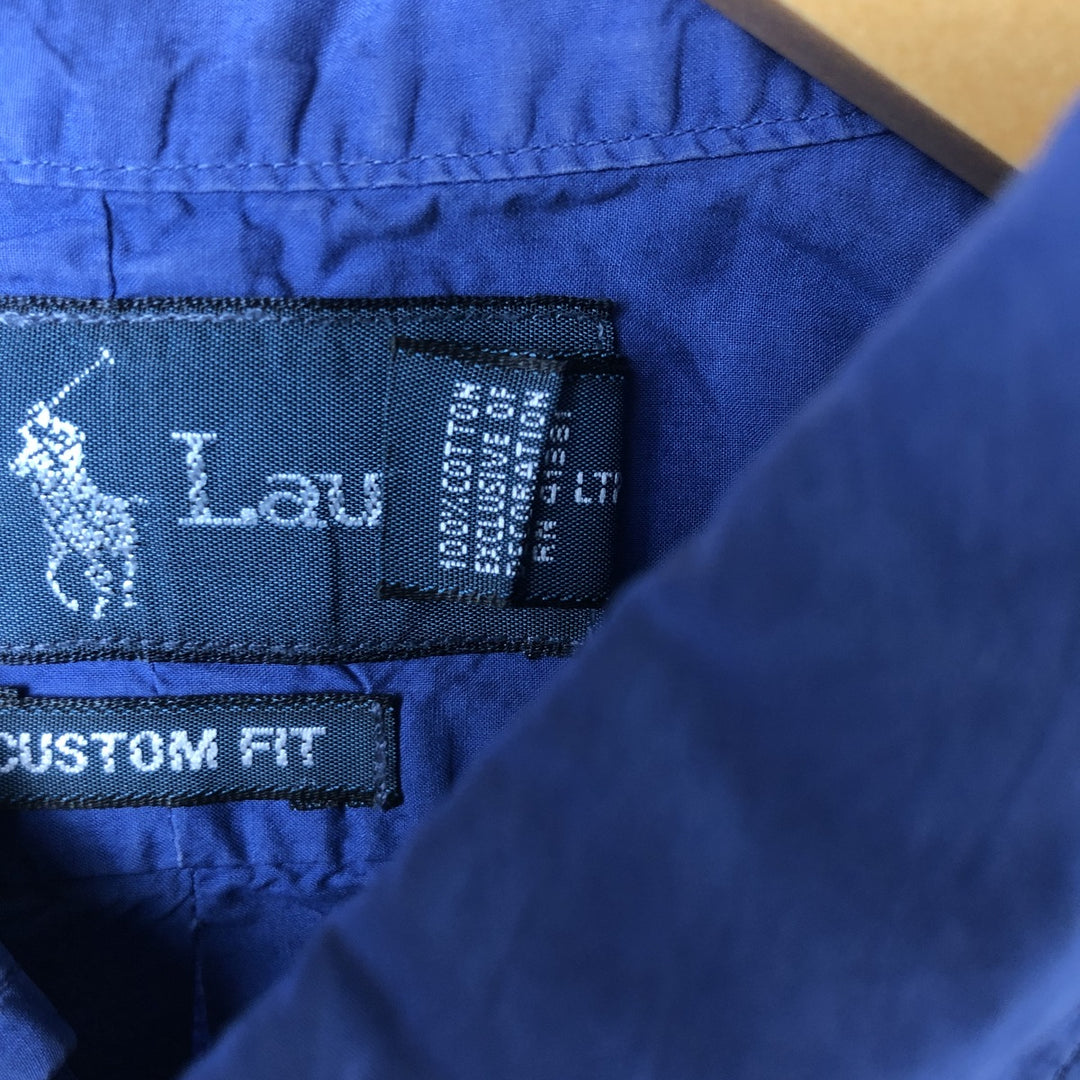 Ralph Lauren CUSTOM FIT long sleeve button down shirt, men's size L cotton Blue type light blue Vintage Second Hand