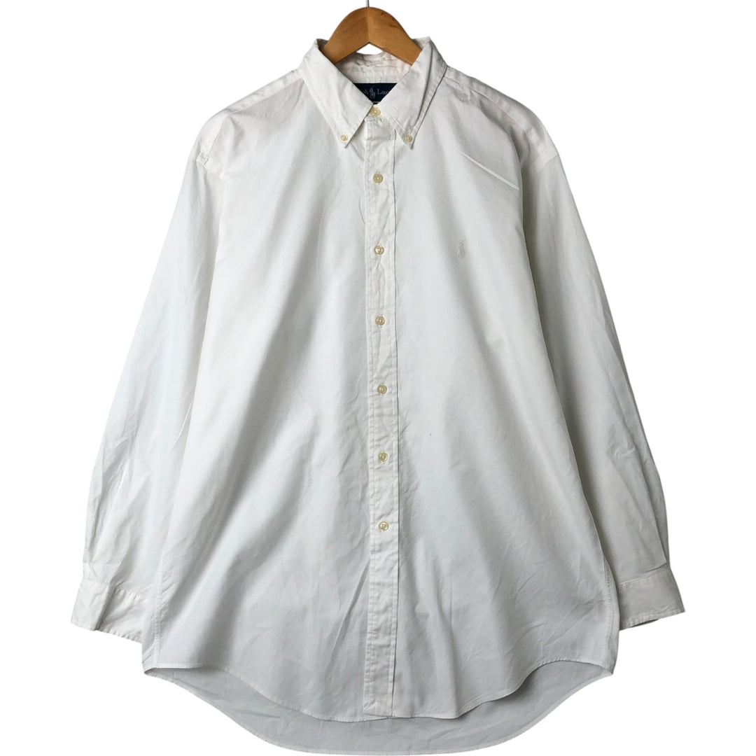 Ralph Lauren YARMOUTH long sleeve button down shirt, men's size L cotton white type Vintage Second Hand