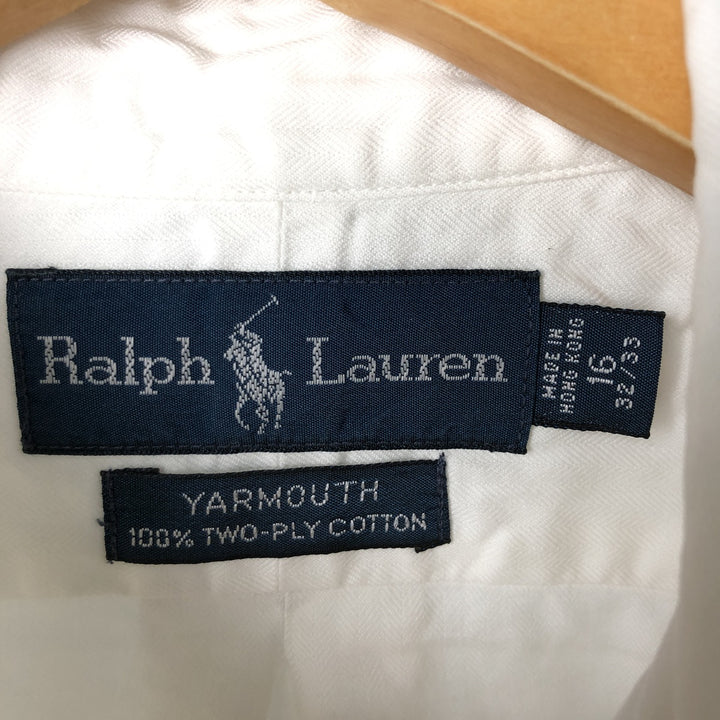 Ralph Lauren YARMOUTH long sleeve button down shirt, men's size L cotton white type Vintage Second Hand