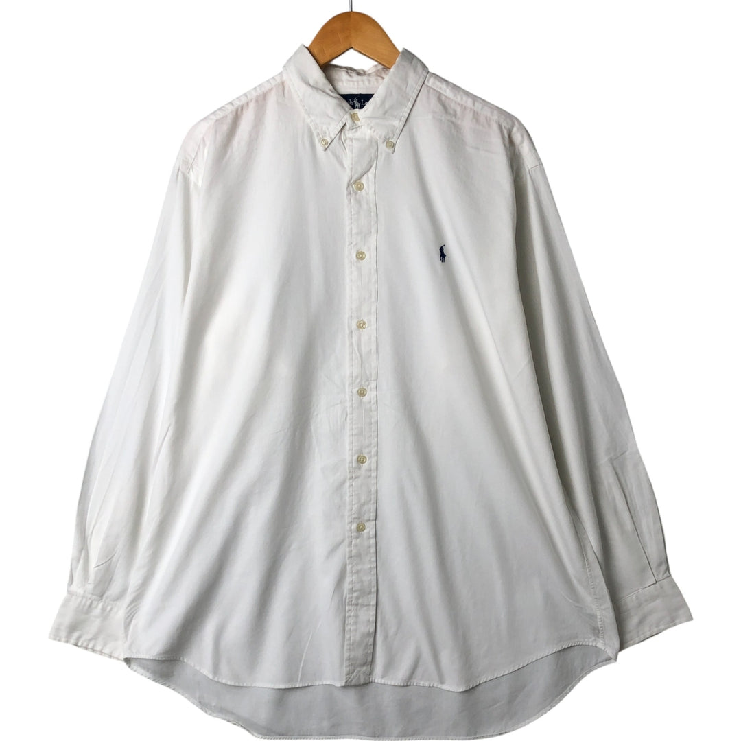 Ralph Lauren YARMOUTH long sleeve button down shirt, men's size L cotton white type Vintage Second Hand