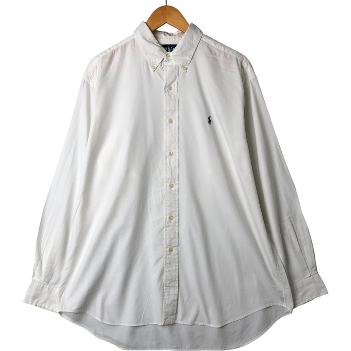 Ralph Lauren YARMOUTH long sleeve button down shirt, men's size L cotton white type Vintage Second Hand