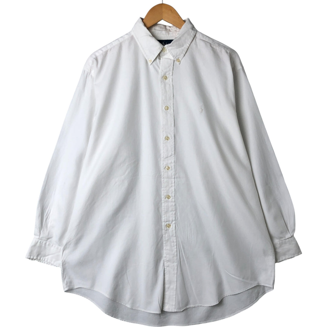 Ralph Lauren YARMOUTH long sleeve button down shirt, men's size L cotton white type Vintage Second Hand
