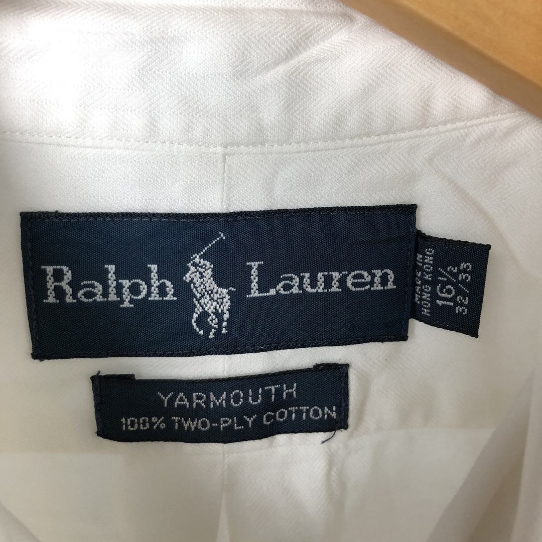 Ralph Lauren YARMOUTH long sleeve button down shirt, men's size L cotton white type Vintage Second Hand