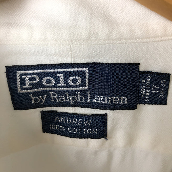 Ralph Lauren POLO by Ralph Lauren ANDREW long sleeve cotton shirt, men's XL size cotton white type Vintage Second Hand