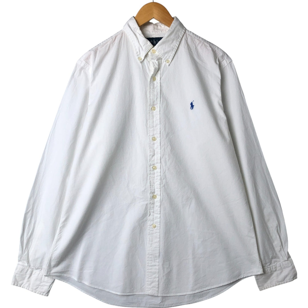 Ralph Lauren CUSTOM FIT long sleeve button down shirt, men's size L cotton white type Vintage Second Hand