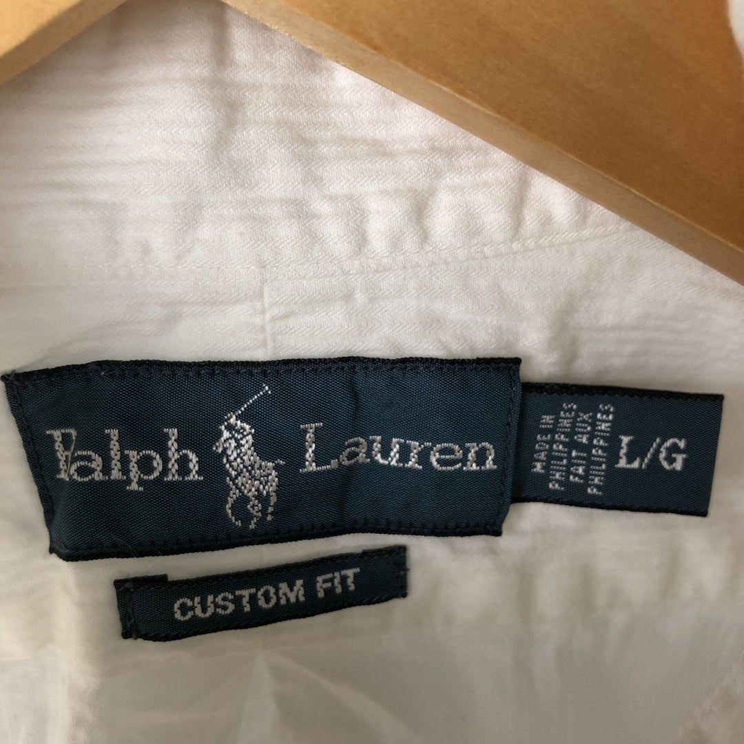 Ralph Lauren CUSTOM FIT long sleeve button down shirt, men's size L cotton white type Vintage Second Hand