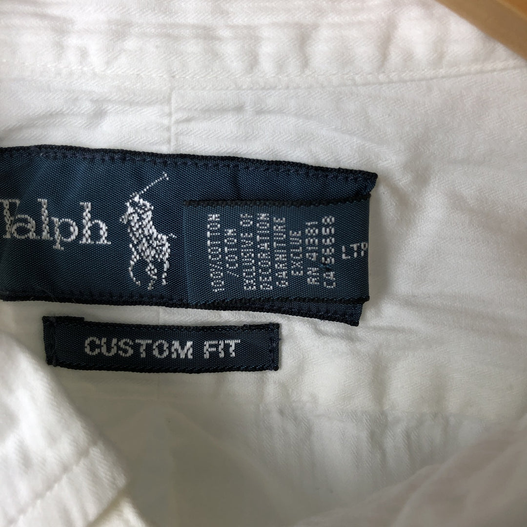 Ralph Lauren CUSTOM FIT long sleeve button down shirt, men's size L cotton white type Vintage Second Hand