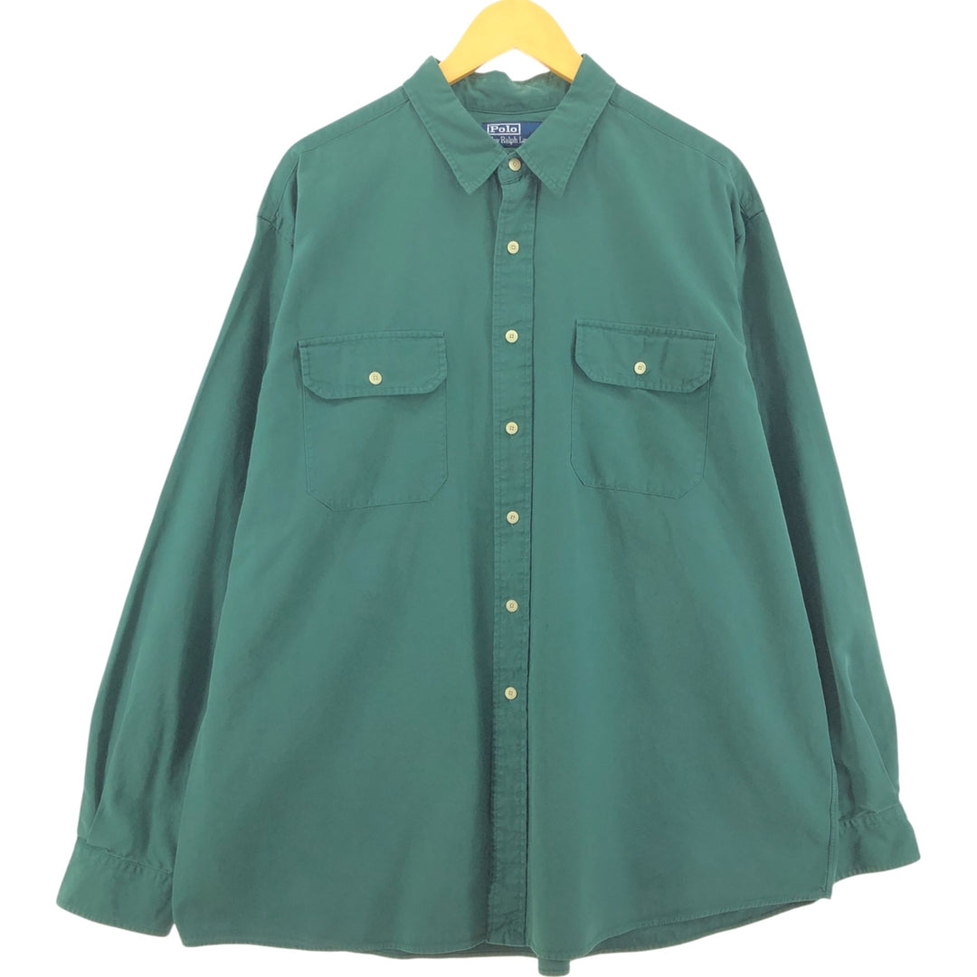 Ralph Lauren POLO by Ralph Lauren long sleeve shirt, men's XL size unclear green type Vintage Second Hand