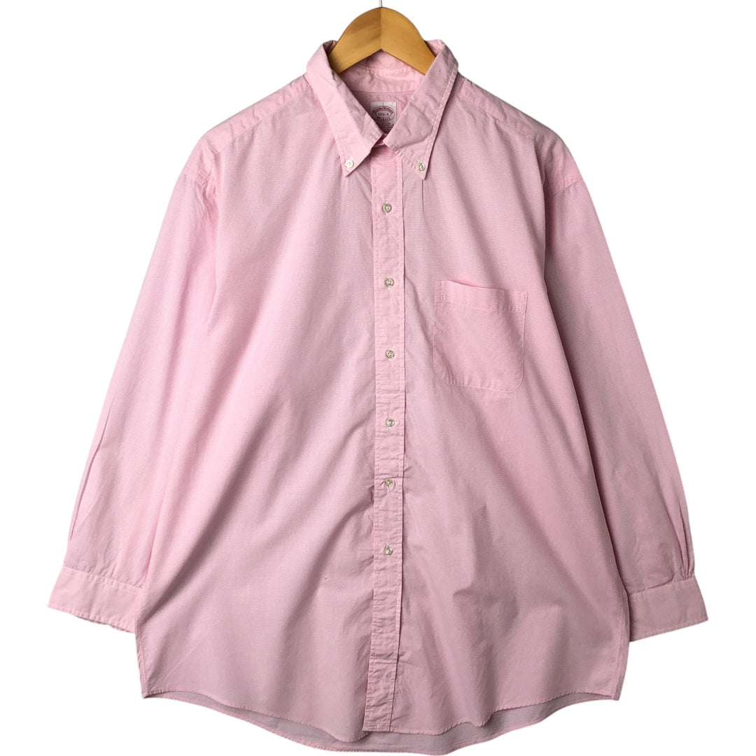 Brooks Brothers MAKERS Gingham Check Long Sleeve Button-Down Check Shirt Made in USA Men's XL cotton pink type Vintage Second Hand