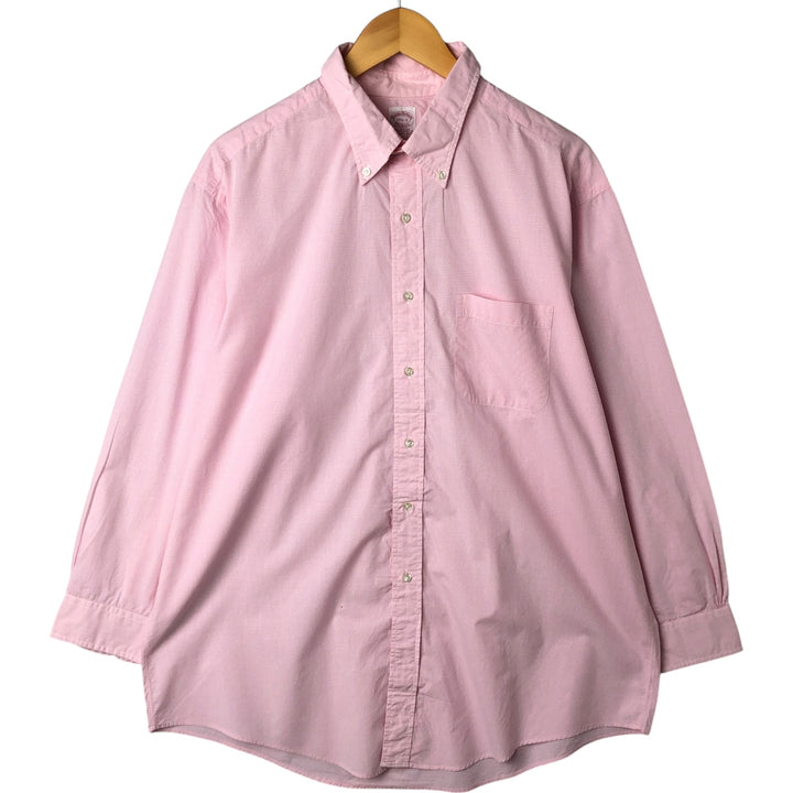 Brooks Brothers MAKERS Gingham Check Long Sleeve Button-Down Check Shirt Made in USA Men's XL cotton pink type Vintage Second Hand