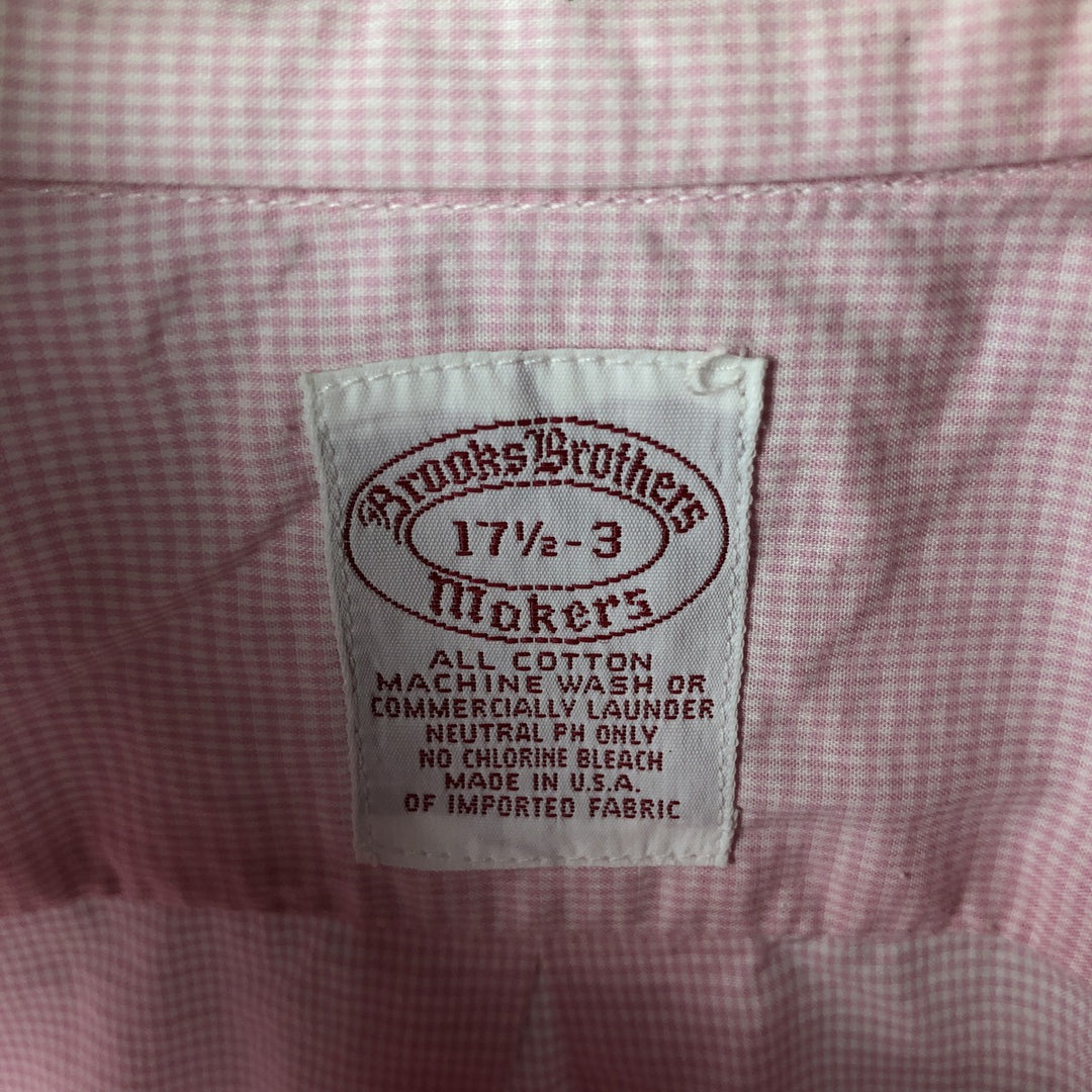 Brooks Brothers MAKERS Gingham Check Long Sleeve Button-Down Check Shirt Made in USA Men's XL cotton pink type Vintage Second Hand