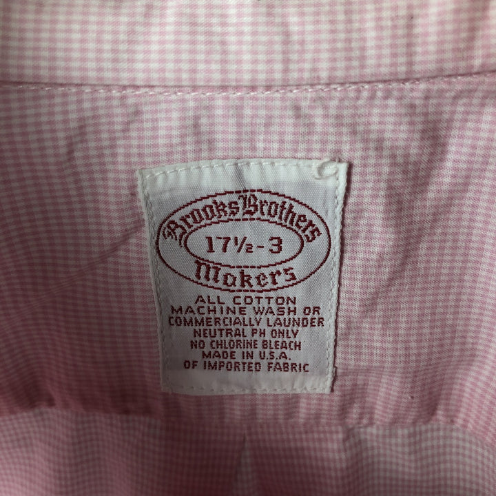 Brooks Brothers MAKERS Gingham Check Long Sleeve Button-Down Check Shirt Made in USA Men's XL cotton pink type Vintage Second Hand