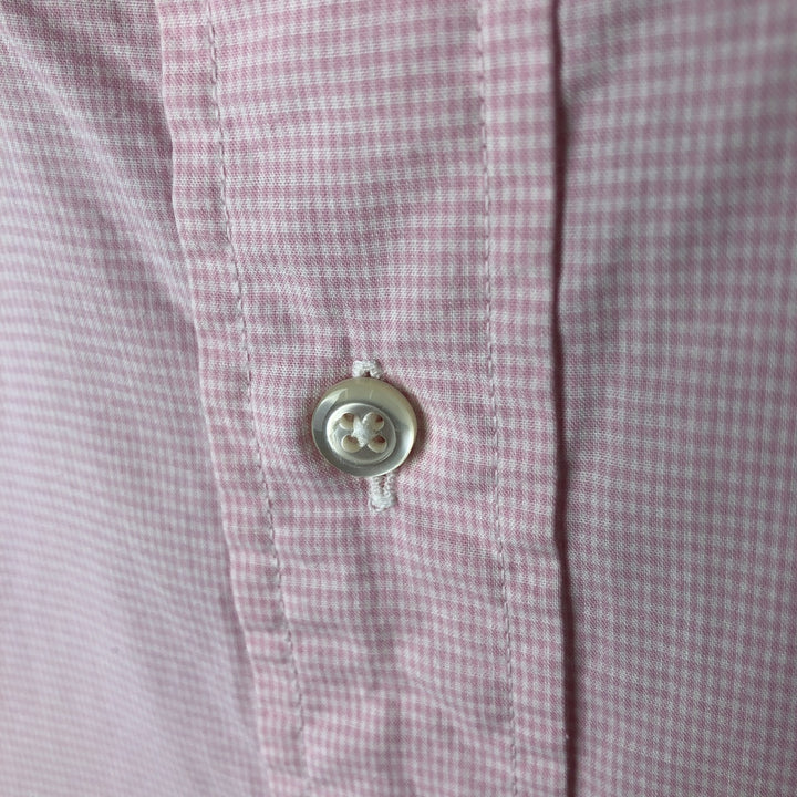 Brooks Brothers MAKERS Gingham Check Long Sleeve Button-Down Check Shirt Made in USA Men's XL cotton pink type Vintage Second Hand