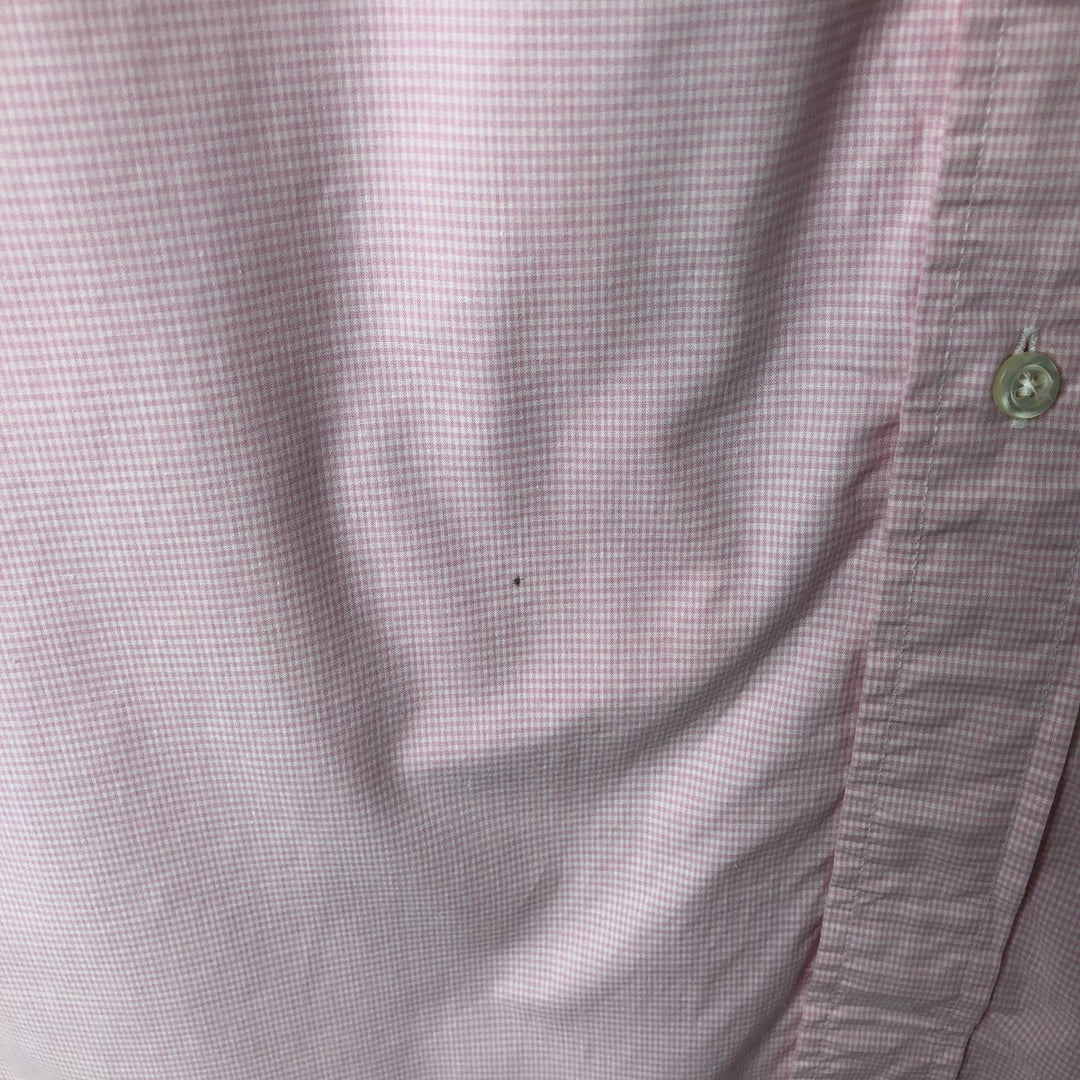 Brooks Brothers MAKERS Gingham Check Long Sleeve Button-Down Check Shirt Made in USA Men's XL cotton pink type Vintage Second Hand
