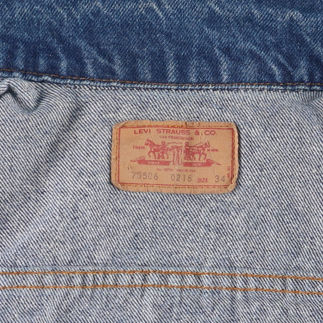 90'S Levi's 70506-0216 denim jacket, denim jacket, made in USA, women's size S, vintage cotton blue type Vintage Second Hand