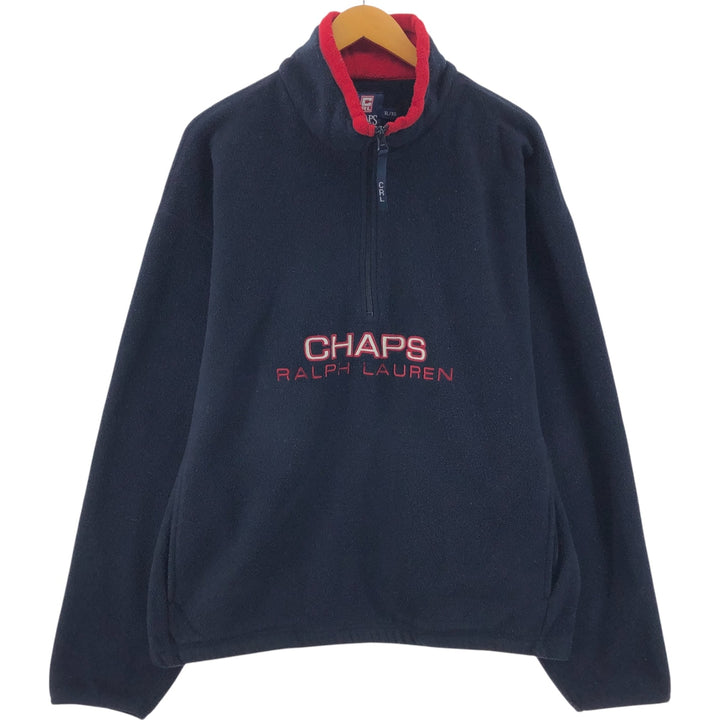 Ralph Lauren Chaps Half-Zip Fleece Pullover, Men's XL polyester navy blue type Vintage Second Hand