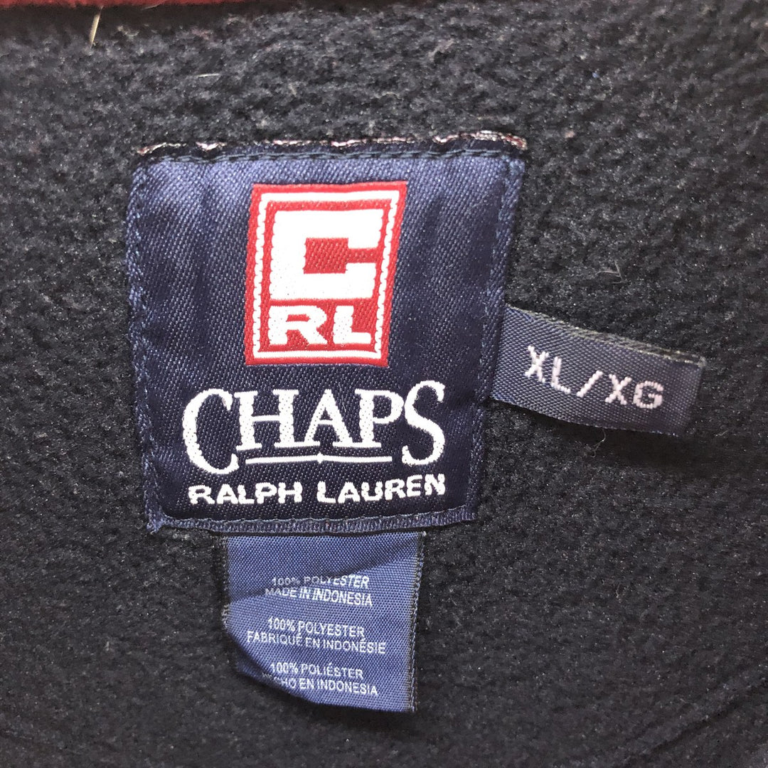 Ralph Lauren Chaps Half-Zip Fleece Pullover, Men's XL polyester navy blue type Vintage Second Hand