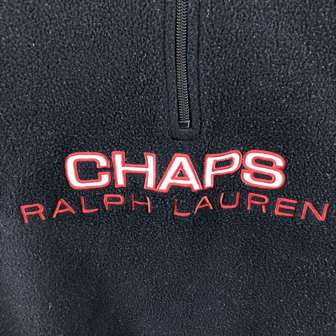Ralph Lauren Chaps Half-Zip Fleece Pullover, Men's XL polyester navy blue type Vintage Second Hand