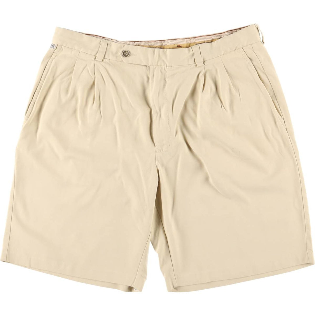 Tommy Bahama Two-pleat shorts, short pants, men's size w36 silk Beige type Vintage Second Hand