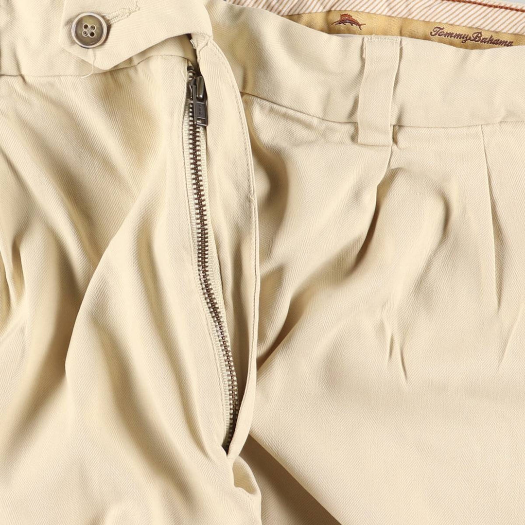 Tommy Bahama Two-pleat shorts, short pants, men's size w36 silk Beige type Vintage Second Hand