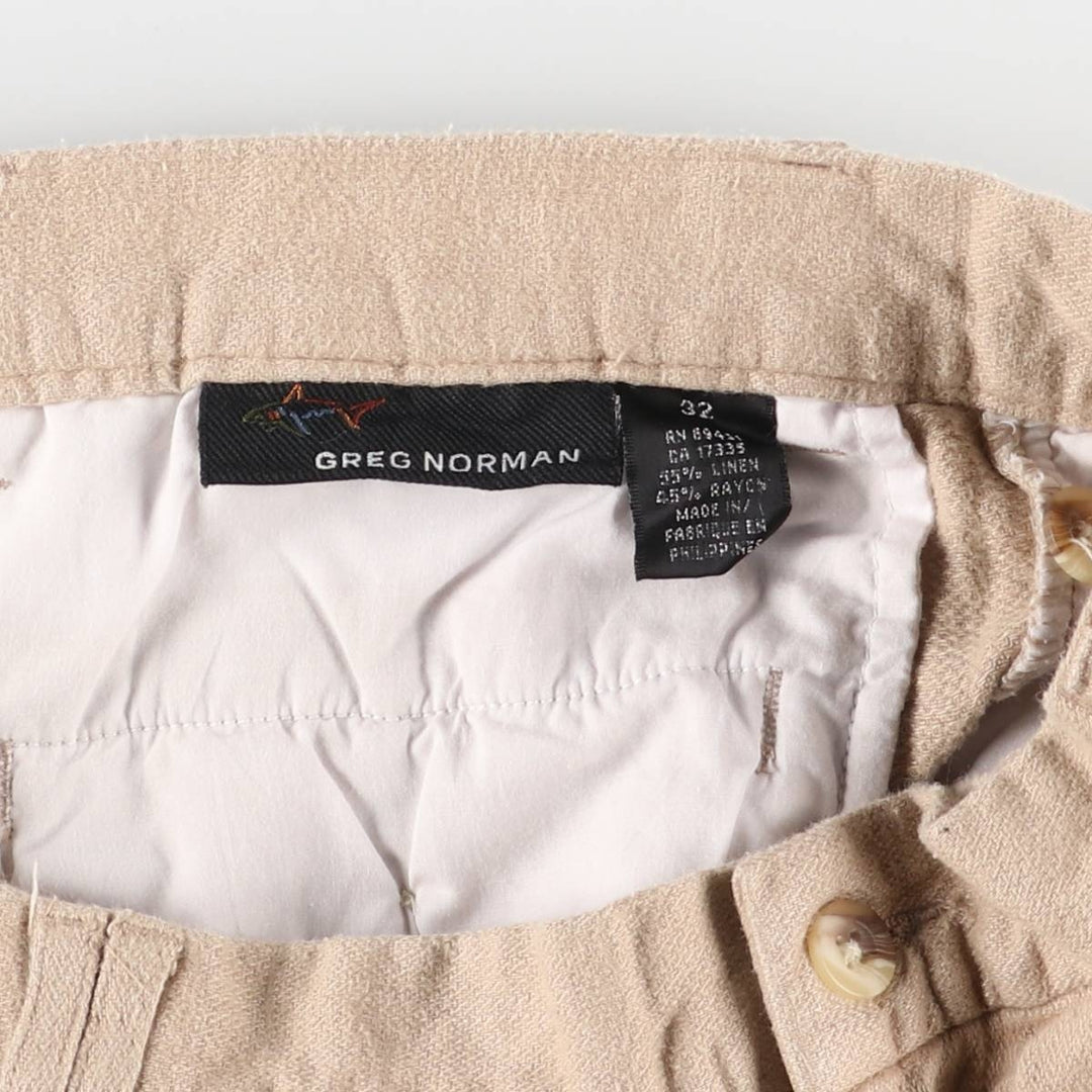 GREG NORMAN Two-pleat linen shorts, short pants, men's size w31 linen Beige type Vintage Second Hand