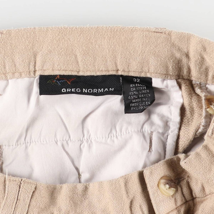 GREG NORMAN Two-pleat linen shorts, short pants, men's size w31 linen Beige type Vintage Second Hand