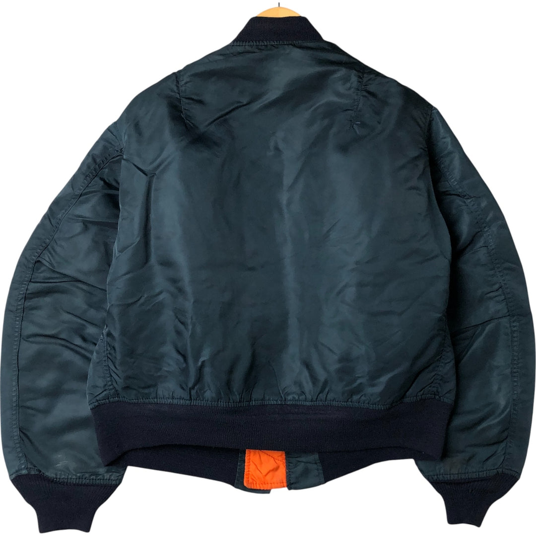 Civilian item 80s-90'S Alpha MA-1 type padded military flight jacket made in USA LARGE equivalent to men's L Nylon Green type dark green Vintage Second Hand