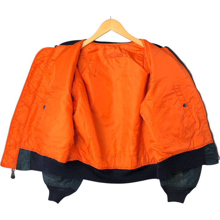 Civilian item 80s-90'S Alpha MA-1 type padded military flight jacket made in USA LARGE equivalent to men's L Nylon Green type dark green Vintage Second Hand