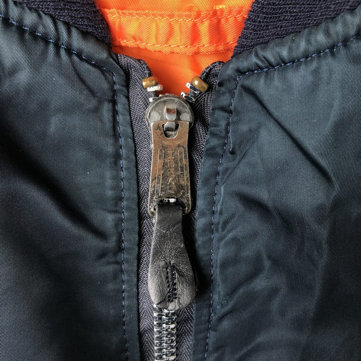 Civilian item 80s-90'S Alpha MA-1 type padded military flight jacket made in USA LARGE equivalent to men's L Nylon Green type dark green Vintage Second Hand