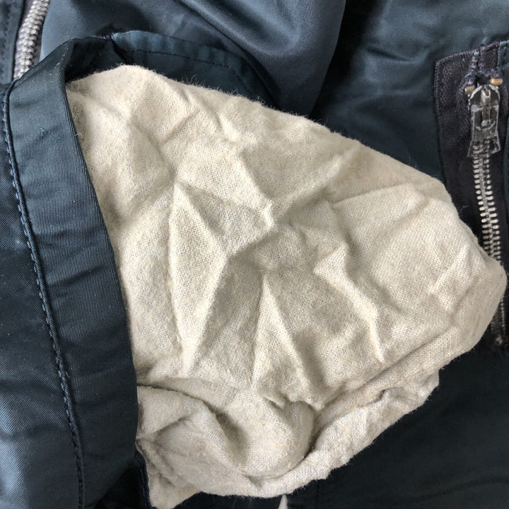 Civilian item 80s-90'S Alpha MA-1 type padded military flight jacket made in USA LARGE equivalent to men's L Nylon Green type dark green Vintage Second Hand