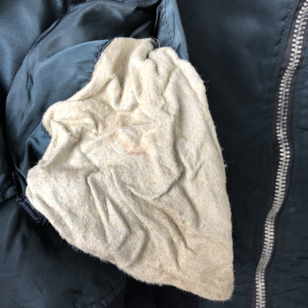 Civilian item 80s-90'S Alpha MA-1 type padded military flight jacket made in USA LARGE equivalent to men's L Nylon Green type dark green Vintage Second Hand