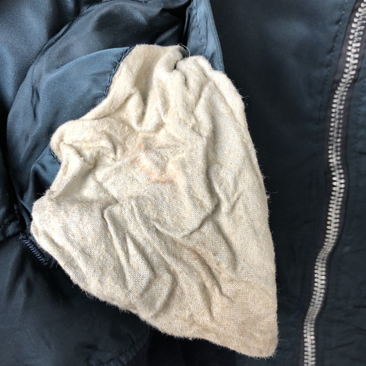 Civilian item 80s-90'S Alpha MA-1 type padded military flight jacket made in USA LARGE equivalent to men's L Nylon Green type dark green Vintage Second Hand