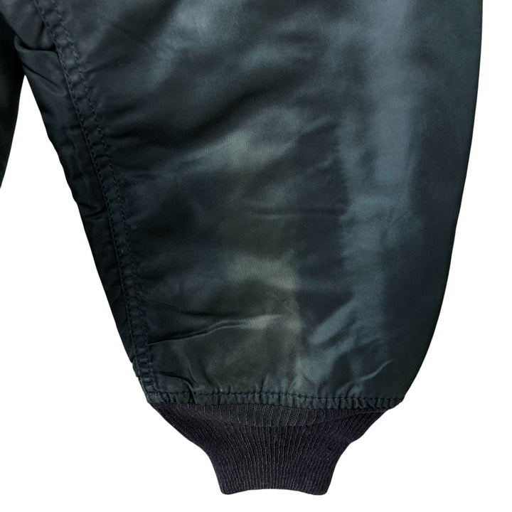 Civilian item 80s-90'S Alpha MA-1 type padded military flight jacket made in USA LARGE equivalent to men's L Nylon Green type dark green Vintage Second Hand