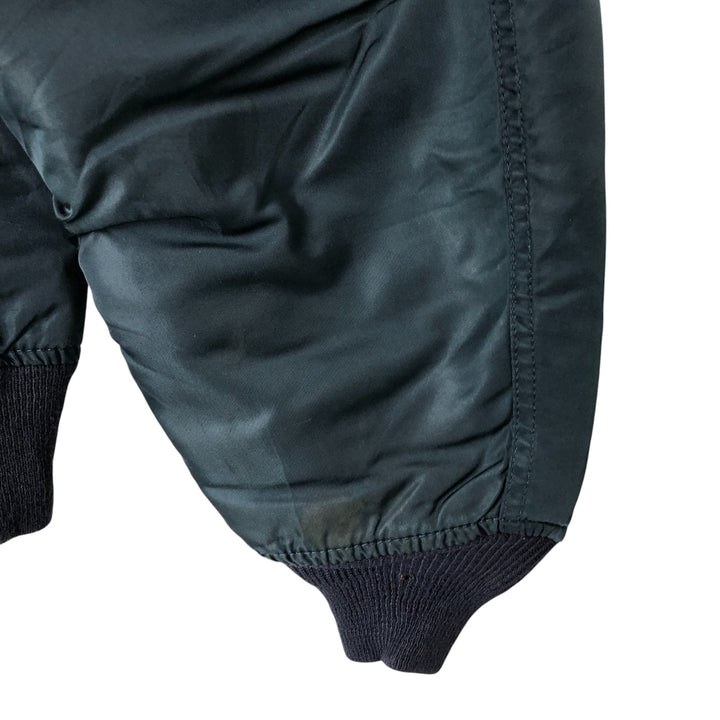 Civilian item 80s-90'S Alpha MA-1 type padded military flight jacket made in USA LARGE equivalent to men's L Nylon Green type dark green Vintage Second Hand