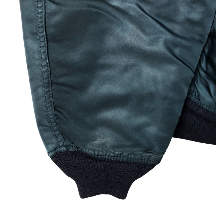 Civilian item 80s-90'S Alpha MA-1 type padded military flight jacket made in USA LARGE equivalent to men's L Nylon Green type dark green Vintage Second Hand