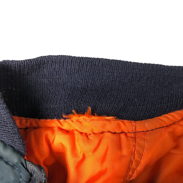 Civilian item 80s-90'S Alpha MA-1 type padded military flight jacket made in USA LARGE equivalent to men's L Nylon Green type dark green Vintage Second Hand